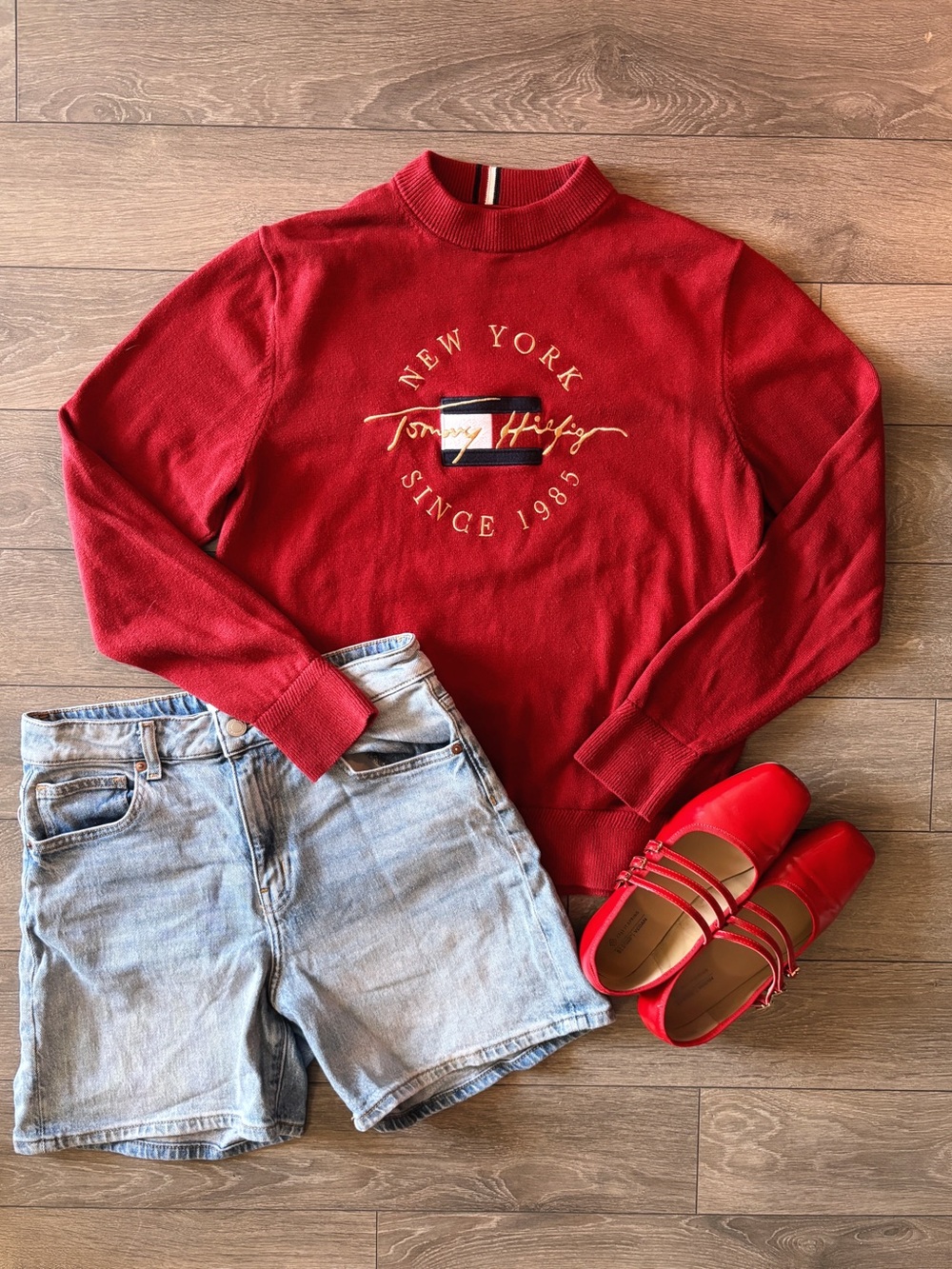 Tommy Hilfiger Classic Red Cotton Sweater | Preppy Collegiate Vintage Style